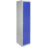 Monster shop casier de rangement  3 portes verrouillables en acier bleu & gris cole salle de sport ...
