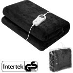 Couverture chauffante 180x130cm anthracite 120w polaire corail douce moelleuse