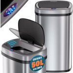 Poubelle automatique cuisine acier inoxydable 50l capteur de mouvement couvercle imperm�able c�ble usb ...