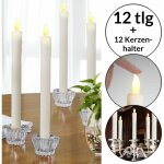 Set de 12 bougies led en cire vritable chandelle sans flamme avec bougeoir en verre lumire blanc chaud ...