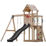 Axi moos aire de jeux en bois avec 2 balan�oires, echelle en corde, toboggan gris / aire de jeux ext�rieur ...