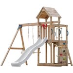 Axi moos aire de jeux en bois avec 2 balan�oires, toboggan blanc, echelle en corde / aire de jeux ext�rieur ...