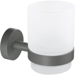 Moon grey gobelet porte brosse à dents en verre satiné avec support, gris mat - salles de bains modernes ... Moon grey gobelet porte brosse à dents en verre satiné avec support, gris mat - salles de bains modernes ...
