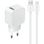 Mooov - chargeur secteur usb - a 3a ic smart + c�ble usb - a / usb - c 1, 2 m - blanc