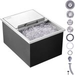 Vevor bac a glace encastrable 55, 23 l 608x457x333mm boite isotherme pour glace avec couvercle en inox ...
