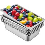 Vevor bac inox alimentaire lot de 6 plats a four en acier inoxydable 19, 5l epaisseur 0, 8mm bac poli ...