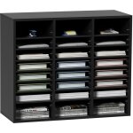 Organisateur de bureau en bois 74x30, 5x62 cm trieur de documents a 24 compartiments corbeille a courrier ...