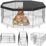 Mophorn - parc pour chien 61 cm enclos lapin chat chiot avec couverture superieure cloture pour petits ...