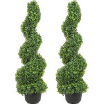 Mophorn - topiaires artificiels buis arbres 3 pieds de haut (2 pieces) fausse plante verte deexterieur ...