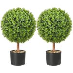 Mophorn topiaires artificielles buis (2 pieces) plante faux en forme de boule avec jardiniere plante ...