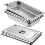 Vevor bac inox alimentaire lot de 4 plats a four en acier inoxydable 13l epaisseur 0, 8mm bac poli rectangulai ...