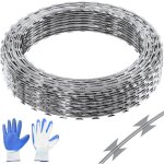 Mophorn - vevor fil de fer barbele 45 m 3 rouleaux de fil barbele galvanise a chaud cloture grillage ...