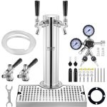 Vevor kit colonne a biere a 2 robinets, distributeur de biere boisson en acier inoxydable, tireuse a ...