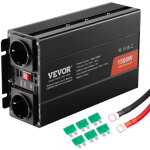 Mophorn - vevor onduleur a onde sinuso?dale modifiee, 1500 w, onduleur cc 12 v a ca 230 v avec 2 prises ...