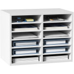 Mophorn - vevor organisateur de bureau en bois 52x30, 5x41 cm blanc trieur de documents a 12 compartiments ...