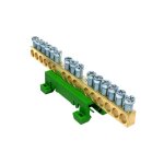 Morek - bornier de terre ip00 vert 15 bornes pour cble de 1, 5  16mm - rail din