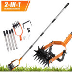 Motoculteur manuel 2 en 1, avec lames de d�sherbage r�glables et roue de fraisage � neuf dents en forme ...