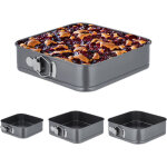 Moules  charnire, lot de 4, carrs, 15, 18, 22, 26 cm, acier inoxydable, antiadhsif, anthracite - ...