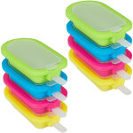 Moules  glace, lot de 8, avec btonnes et couvercle, moule sucette glace, silicone, glaces, multicolore ...