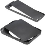 Moule tarte rectangulaire, lot de 2 pratique, fond amovible, antiadhsif, 31x21, 5 cm et 35x11 cm, anthracite ...