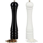 Moulin  pices en bois, poivrier, set de 2, meule en cramique, manuel, grand, 30 cm, classique, noir ...