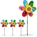 Moulin � vent fleur, lot de 4, carillon � vent jouet enfant jardin balcon �pouvantail hxlxp 74, 5 x 37, ...