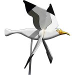 Moulin  vent de jardin en rsine, mouette blanche avec ailes tournantes girouette animale, spinner  ...