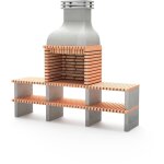 Movelar - barbecue préfabriqué à bois et charbon de bois en béton réfractaire modèle altea (gris, orange ... Movelar - barbecue préfabriqué à bois et charbon de bois en béton réfractaire modèle altea (gris, orange ...
