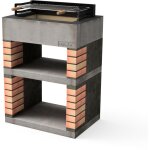 Movelar - barbecue préfabriqué à bois et charbon de bois en béton réfractaire modèle lima (gris / orange ... Movelar - barbecue préfabriqué à bois et charbon de bois en béton réfractaire modèle lima (gris / orange ...