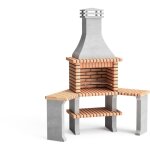 Movelar - barbecue prfabriqu  bois et charbon en bton rfractaire modle roma 2 tables latrales ...