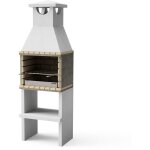 Movelar - barbecue prfabriqu  bois et charbon en bton rfractaire modle zon deluxe (gris, brique ...