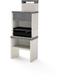 Movelar - tuozi - barbecue fixe pour bois et charbon modle plan 1 max (gris / blanc - 78 x 47 x 192 ...