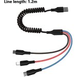 Mowze - cble de charge multiple nylon tress adaptateur de cordon de charge rapide usb multiple type ...