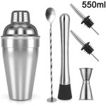 Ensemble de 6 pièces ensemble de cocktail professionnel en acier inoxydable shaker à cocktail avec passoire ... Ensemble de 6 pièces ensemble de cocktail professionnel en acier inoxydable shaker à cocktail avec passoire ...