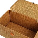 Mowze - panier en rotin panier de rangement en jonc de mer avec couvercle mat�riau naturel (petit 26 ...