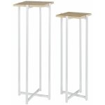 Altobuy - mox - duo de sellettes gigognes industrielles aspect bois et mtal blanc