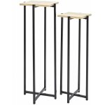 Altobuy - mox - duo de sellettes gigognes industrielles aspect bois et mtal noir