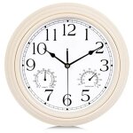 Msbd horloge murale avec thermom�tre et hygrom�tre pendule r�tro pour salon cuisine 30cm (blanc)