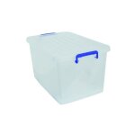 Msv bote de rangement  roulettes blanc transparent 81l