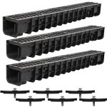 Mucola - 3m kit de caniveau de drainage grille de caniveau en fonte grille de caniveau fendue b125 Mucola - 3m kit de caniveau de drainage grille de caniveau en fonte grille de caniveau fendue b125
