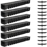 Mucola - 6m kit de caniveau de drainage grille en fonte grillage caniveau fendu b125