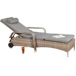 Mucola - bain de soleil, chaise longue, poly - rotin, rotin transat de soleil, gris