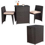 Mucola - rotin salon en trois parties, meubles de jardin, table noire avec 2 chaises