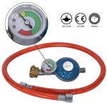 Tuyau de gaz + détendeur avec manomètre régulateur de gaz 80cm régulateur propane butane Tuyau de gaz + détendeur avec manomètre régulateur de gaz 80cm régulateur propane butane