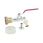 Passe paroi laiton m�le 1'' - femelle 3 / 4'' avec robinet laiton chrom� + nez 20x27