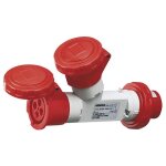 Gewiss - multiplicateur double 3p + t 16a 2 prises 16a rouge 400v gw64013