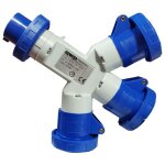 Gewiss - multiplicateur triple 2p + t 16a ip67 3 prises bleu 230v gw64024