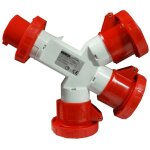 Multiplicateur gewiss triple 3p + t 32a ip67 3 prises rouge 400v gw64068