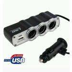 Multiplicateur de prises 3 prises allume - cigare 12 / 24 volt prise usb pour voiture