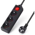 Multiprise 3 prises avec interrupteur parasurtenseur parafoudre c�ble 3 m noir 3680w